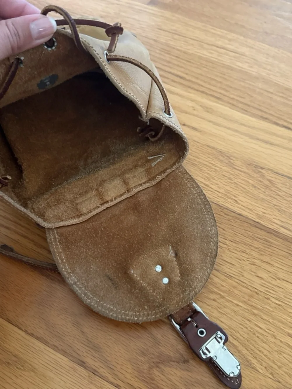 ROOTS CANADA Brown Buckle Backpack Shoulder Strap Solid Pattern